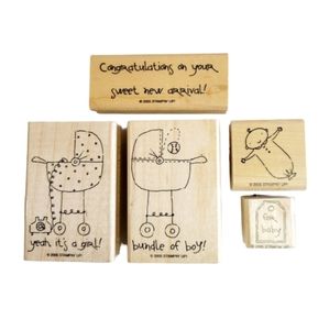 Stampin Up! 2005 Baby Talk Set of 5 Rubber Stamps